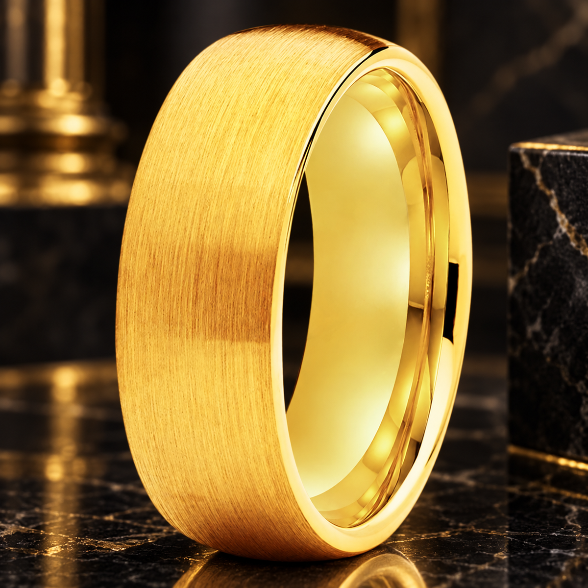 Brushed Dome Tungsten Carbide Wedding Band 