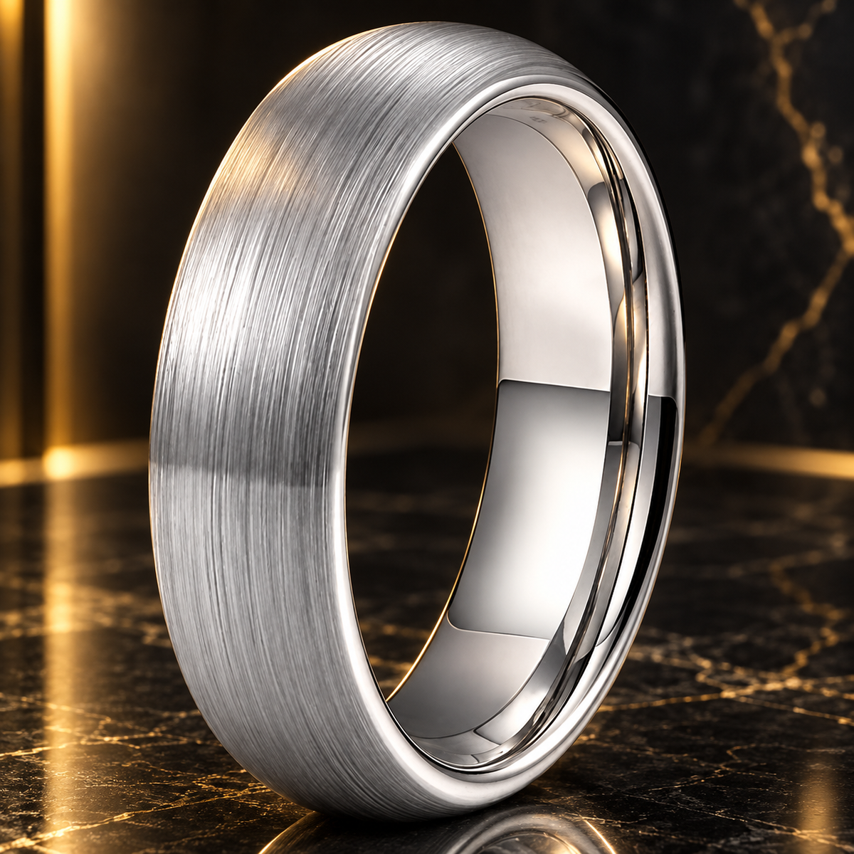Brushed Dome Tungsten Carbide Wedding Band 