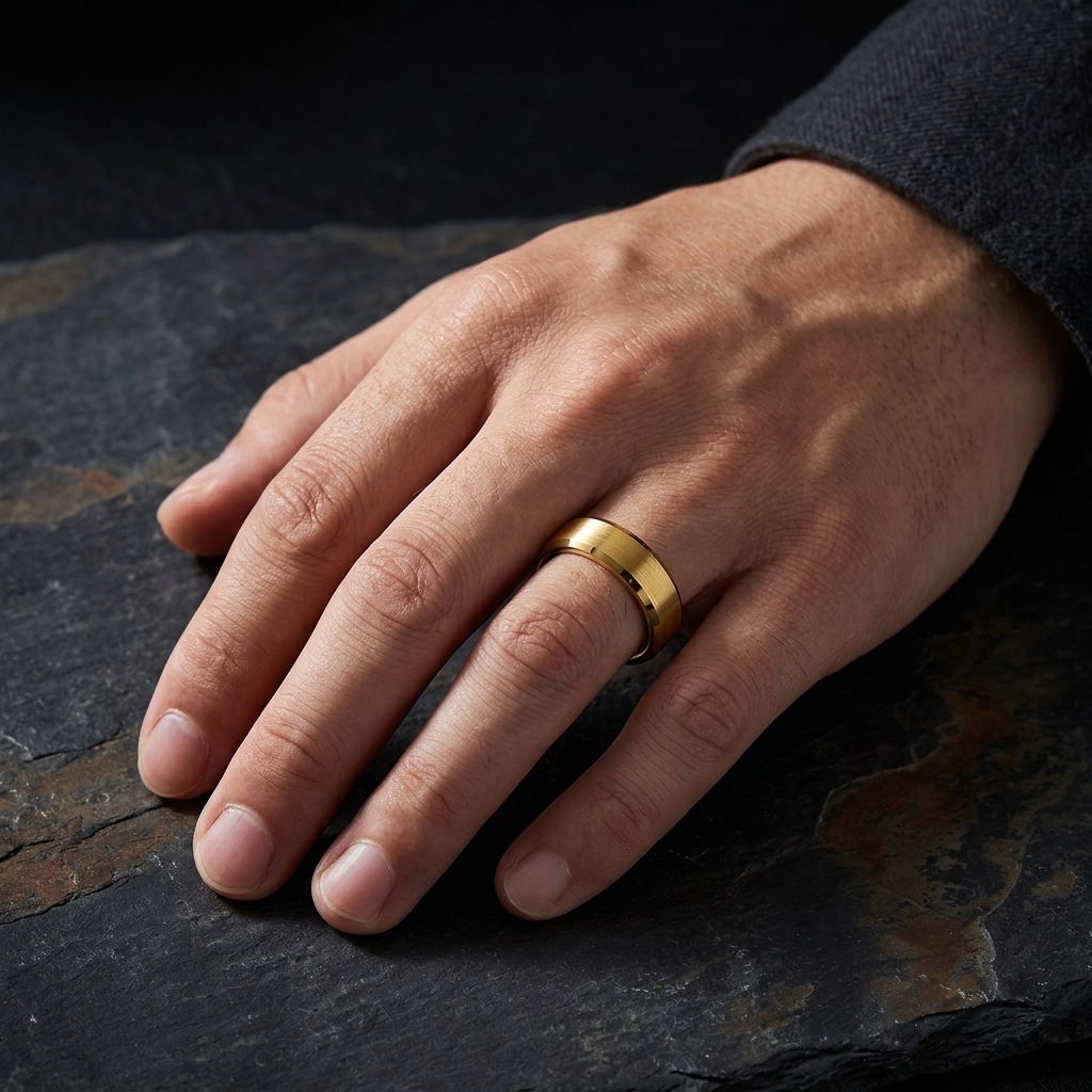 Brushed Gold Tungsten Ring...