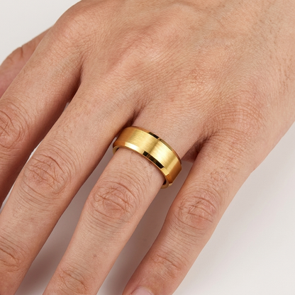 Brushed Gold Tungsten Ring for men