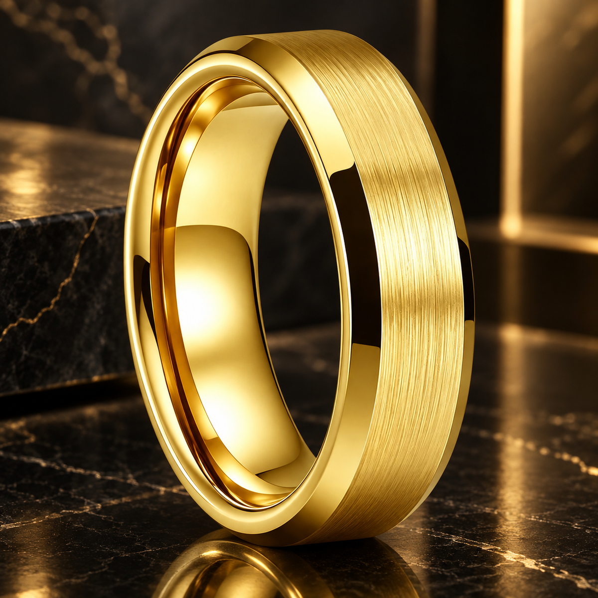 Brushed Gold Tungsten Ring