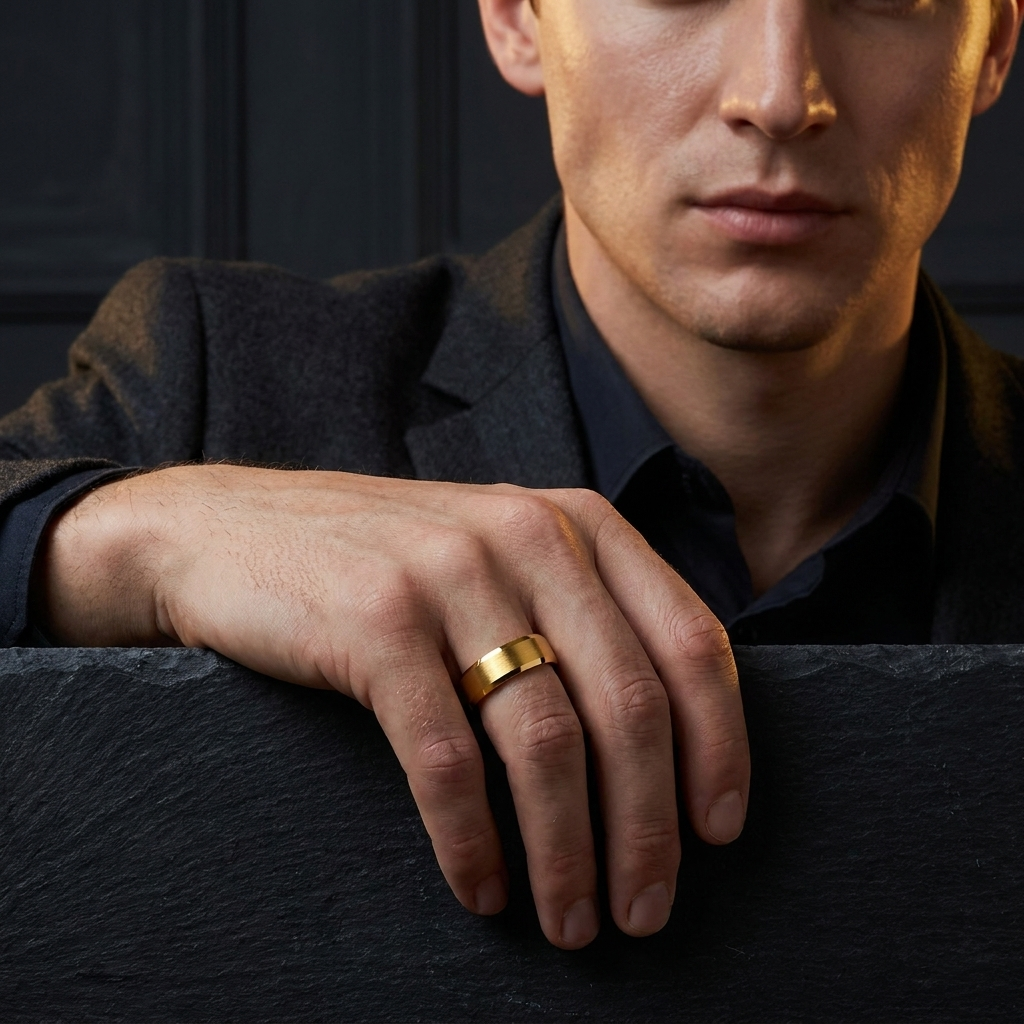 Brushed Gold Tungsten Ring