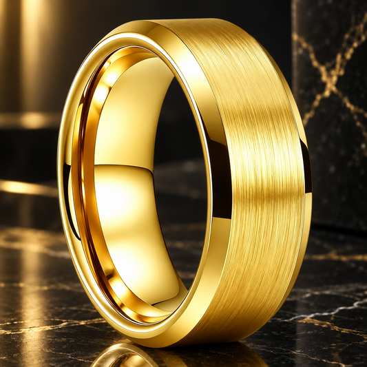 Brushed Gold Tungsten Ring 