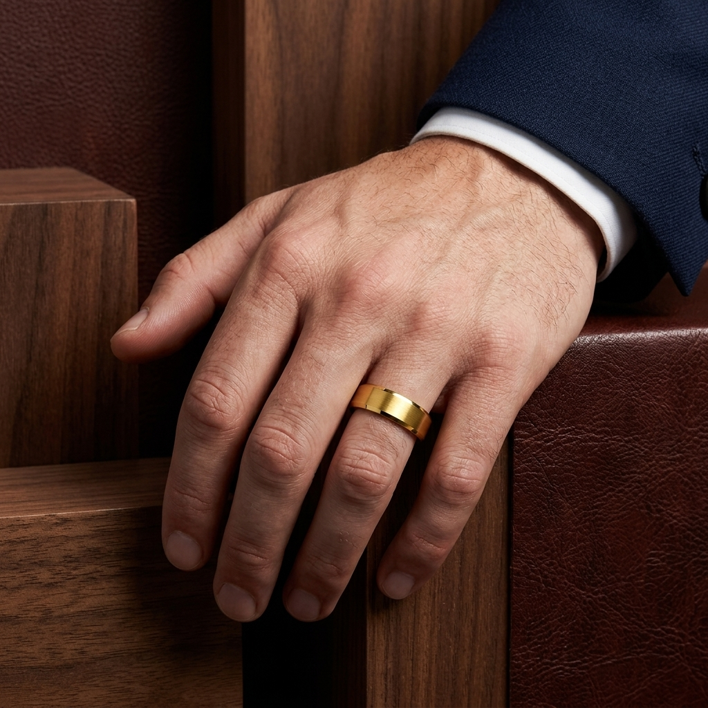 Brushed Gold Tungsten Ring...