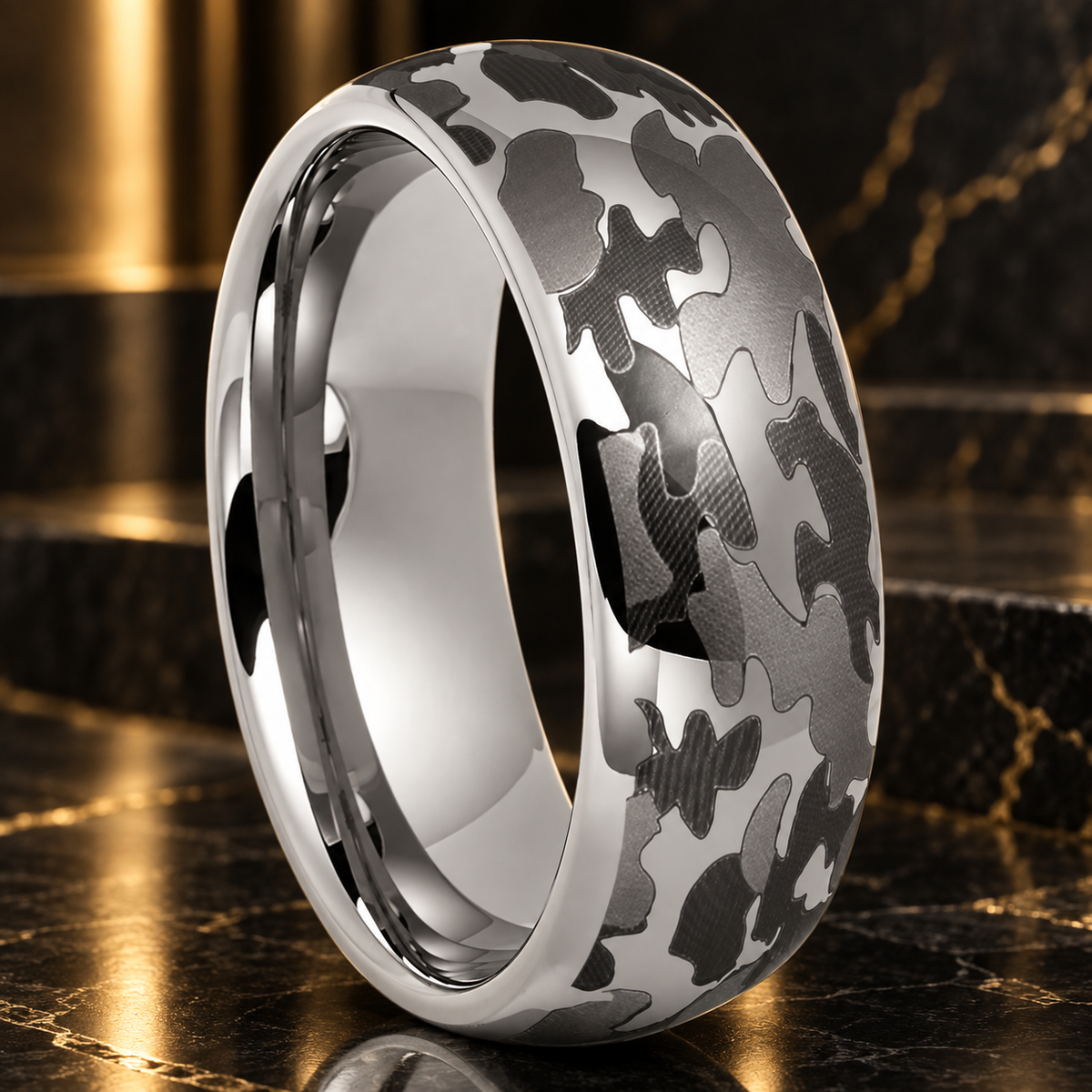 Camouflage Tungsten Carbide Wedding Ring