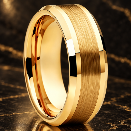 Tungsten Carbide Beveled Wedding Band With Brushed Center 