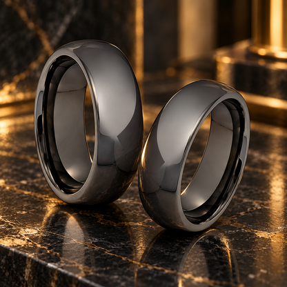 Dome Polish Gunmetal Tungsten Ring