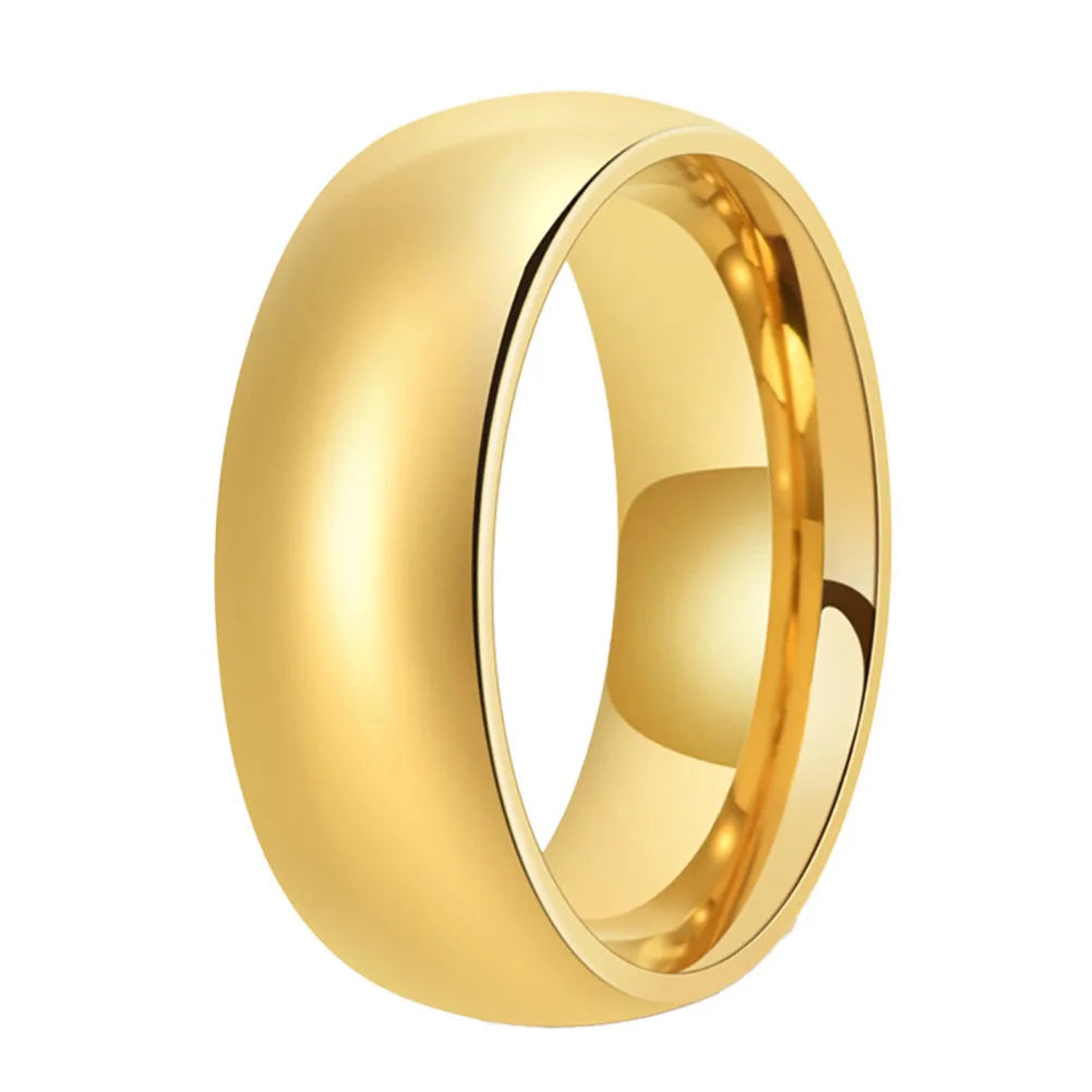 Dome Polished Gold Tungsten Carbide Ring 
