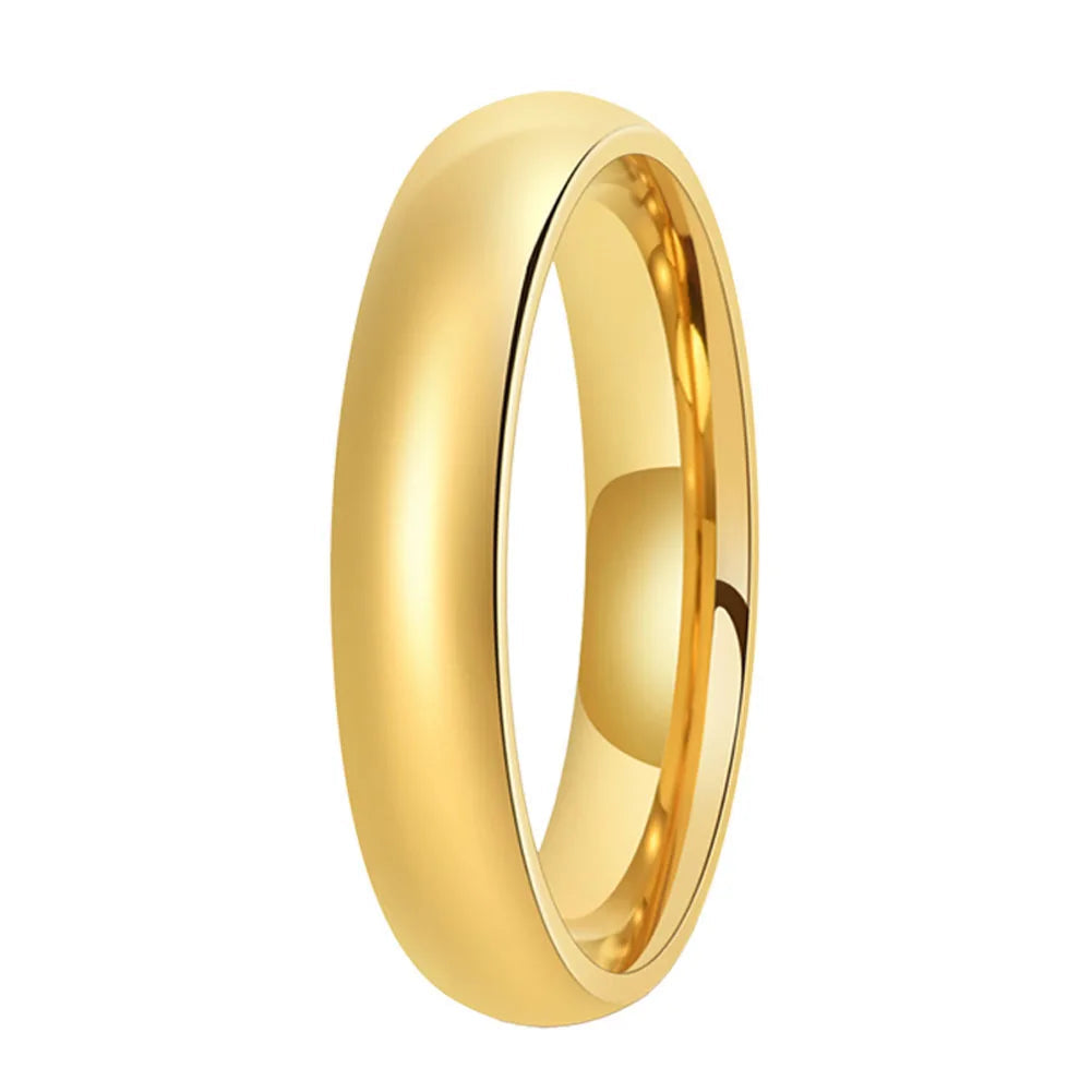 Dome Polished Gold Tungsten Carbide Ring 