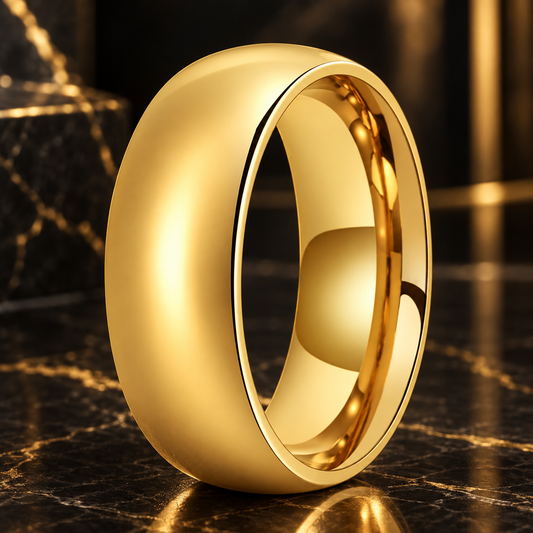 Dome Polished Gold Tungsten Carbide Ring — The Sunlit