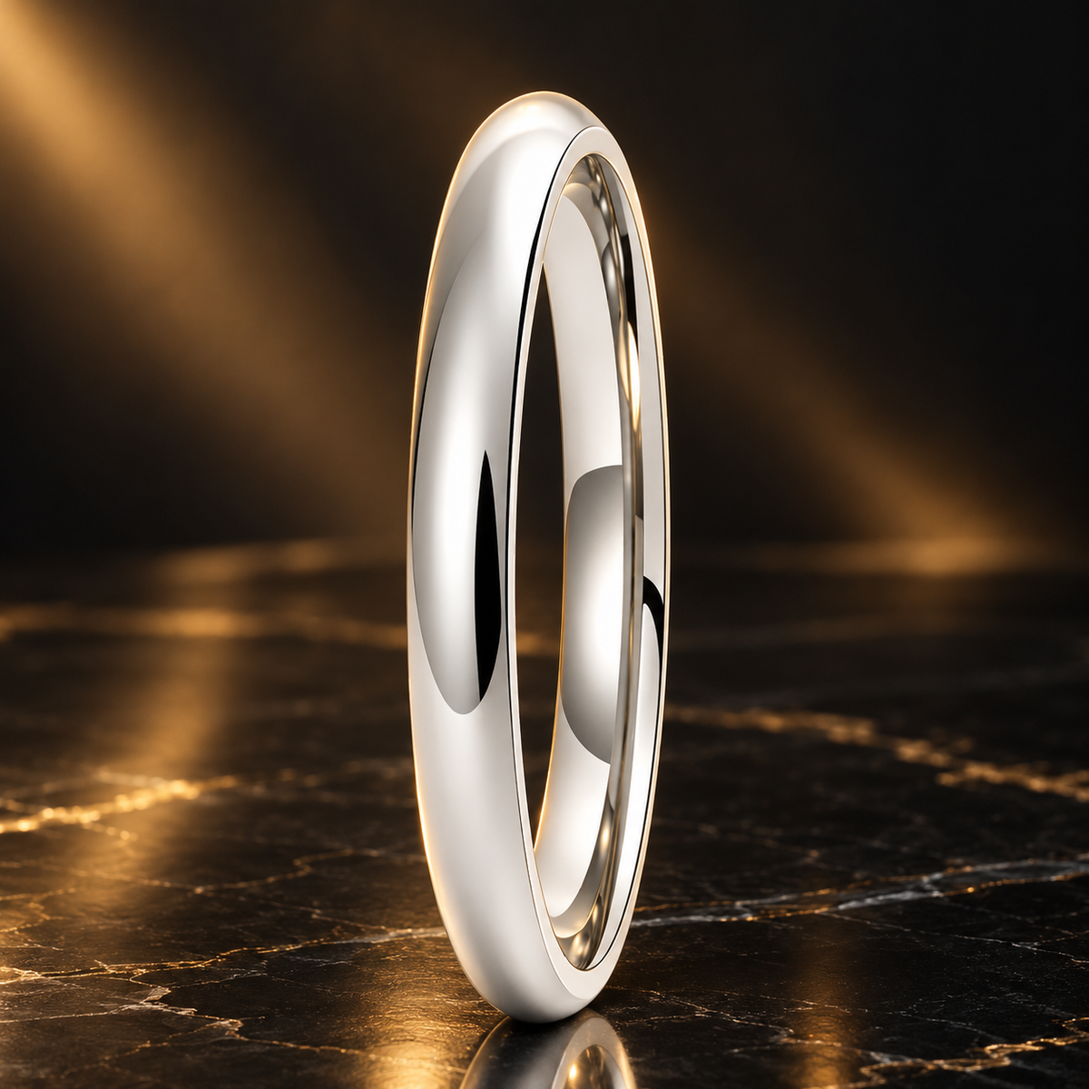 Dome Polished Silver Tungsten Carbide Ring — The Polar