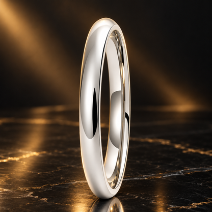 Dome Polished Silver Tungsten Carbide Ring — The Polar