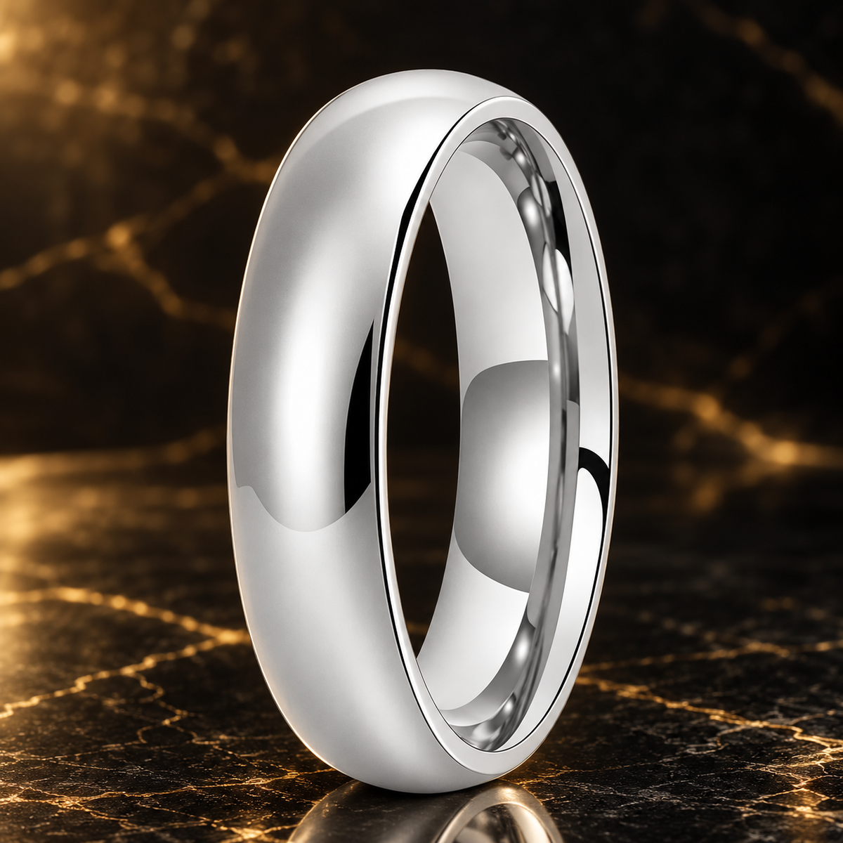 Dome Polished Silver Tungsten Carbide Ring — The Polar
