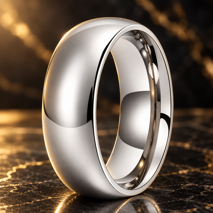 Dome Polished Silver Tungsten Carbide Ring — The Polar