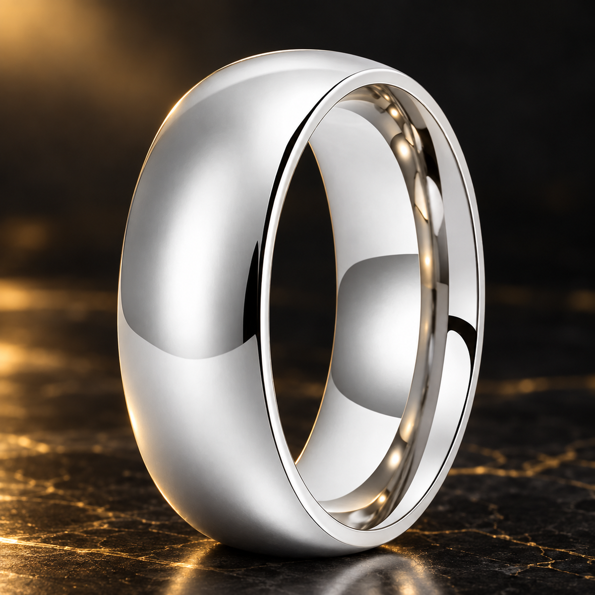 Dome Polished Silver Tungsten Carbide Ring — The Polar