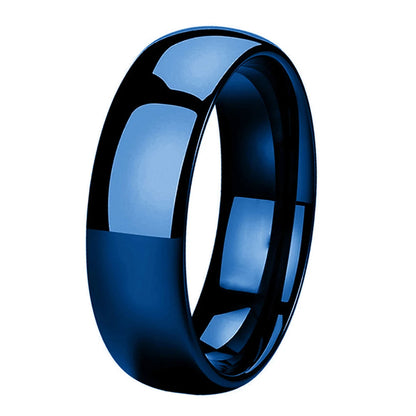 Domed Polished Blue Tungsten Ring