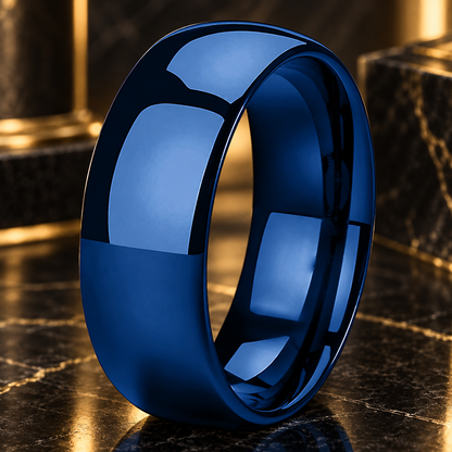 Domed Polished Blue Tungsten Ring