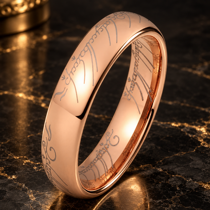 Engraved Tungsten Wedding Band 