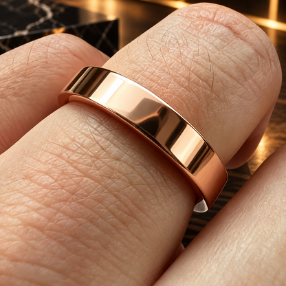 Flat Polished Rose Tungsten Carbide Wedding Band 