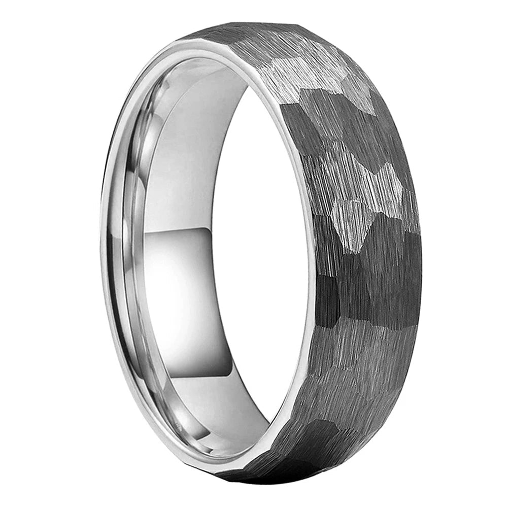Hammered Tungsten Wedding Ring