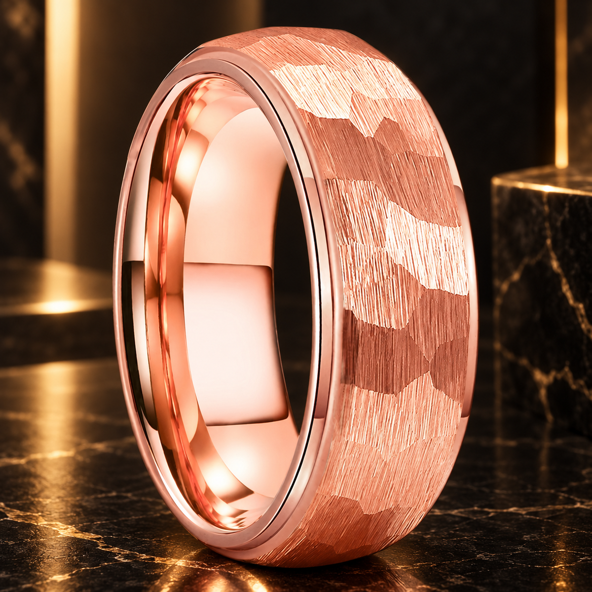 Hammered Tungsten Carbide Ring
