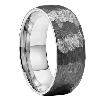 Hammered Tungsten Wedding Ring 