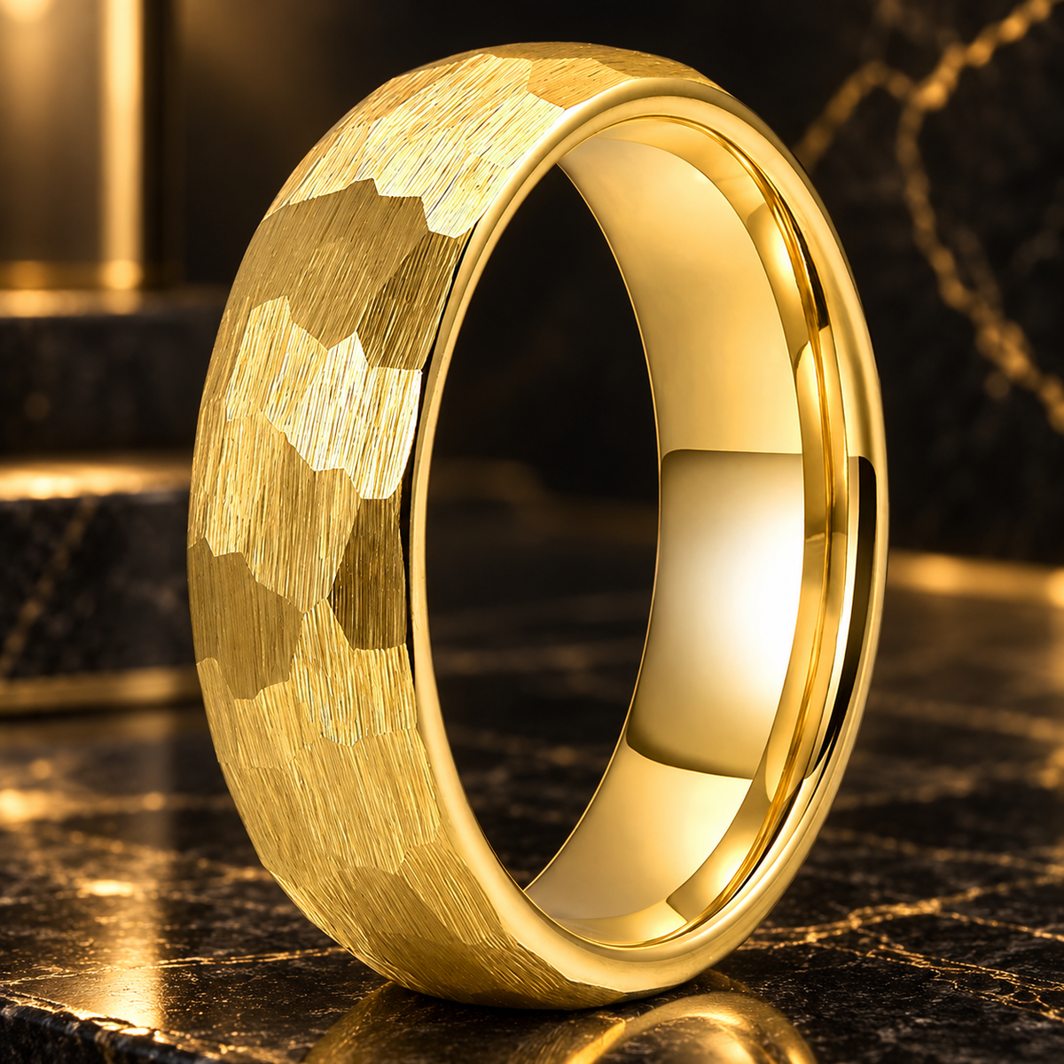 Hammered Tungsten Wedding Ring