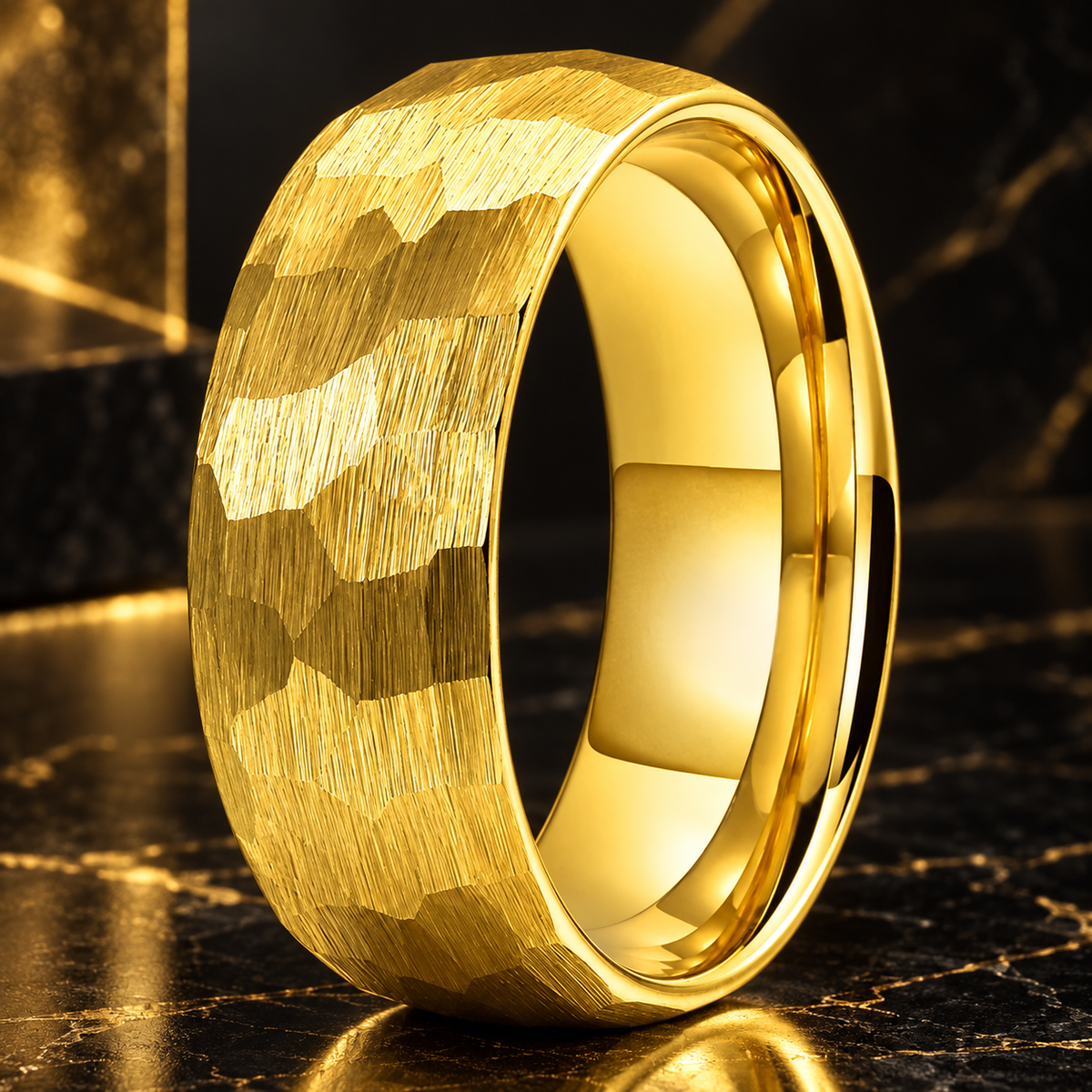 Hammered Tungsten Wedding Ring
