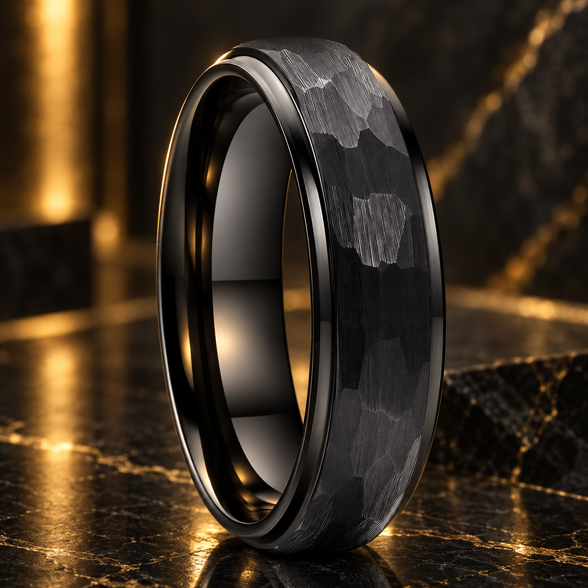 Hammered Tungsten Carbide Ring