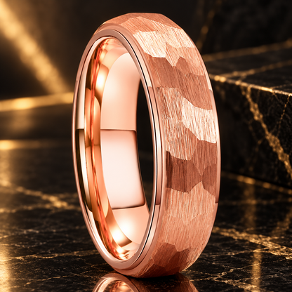 Hammered Tungsten Carbide Ring