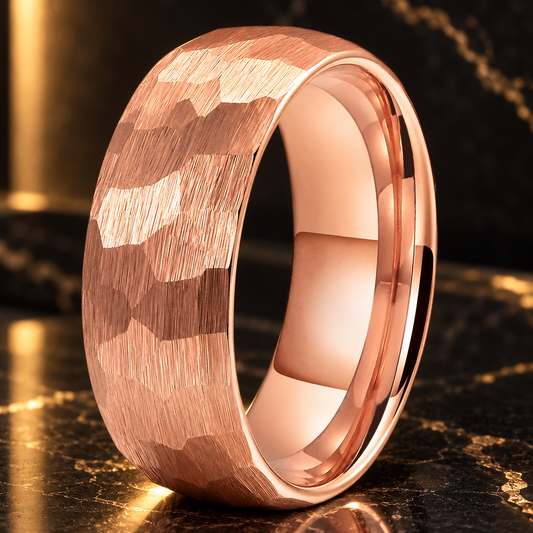 Hammered Tungsten Wedding Ring 