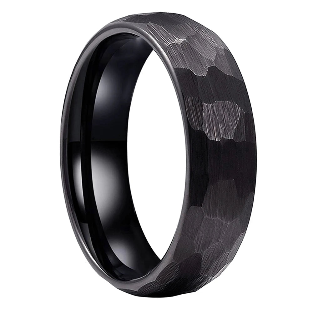 Hammered Tungsten Wedding Ring 