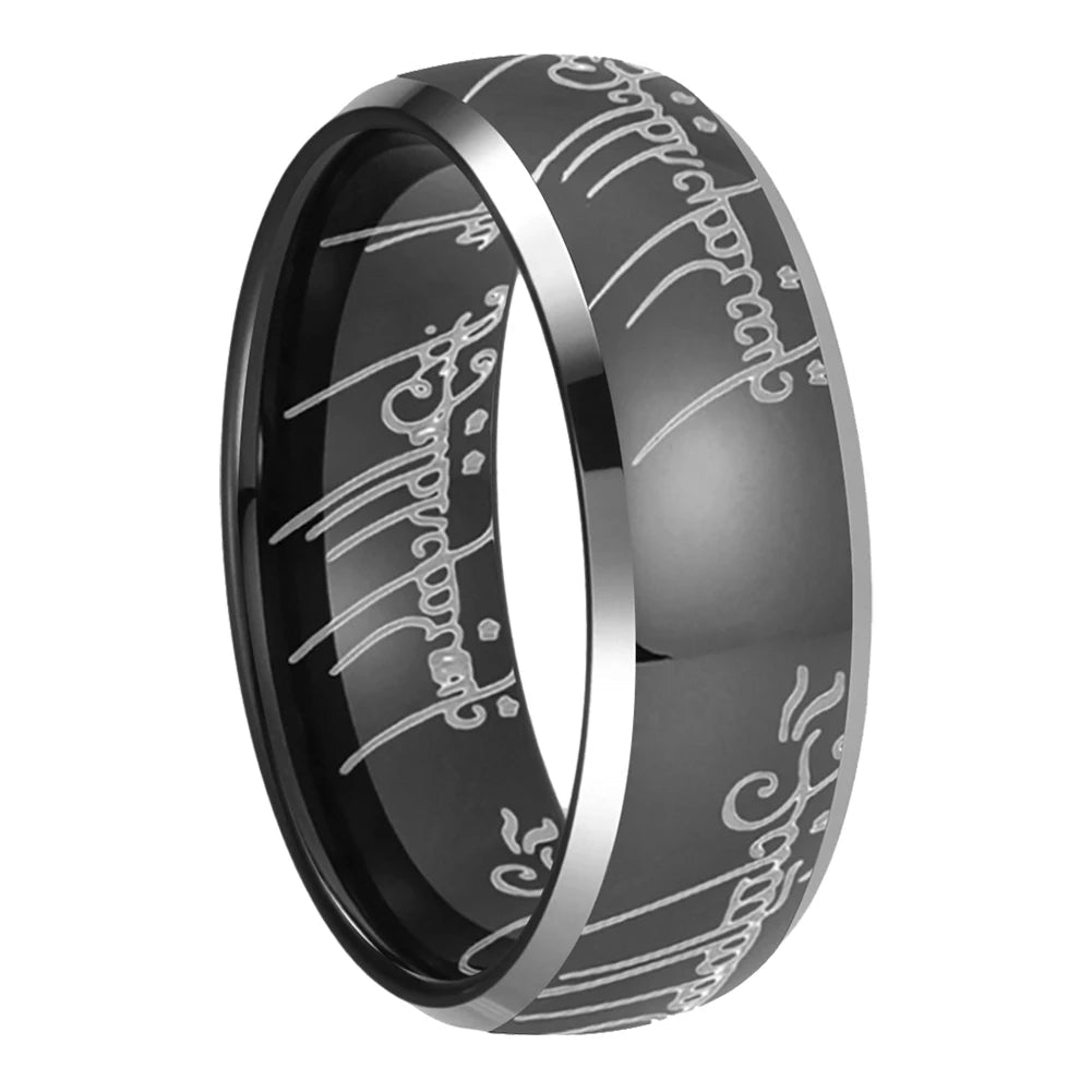 Laser Engraved Tungsten Wedding Band