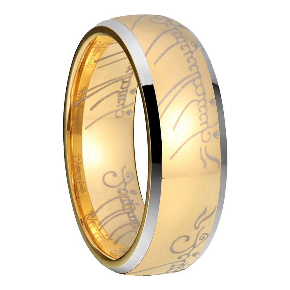 Laser Engraved Tungsten Wedding Band