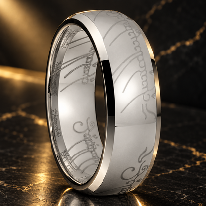 Laser Engraved Tungsten Wedding Band