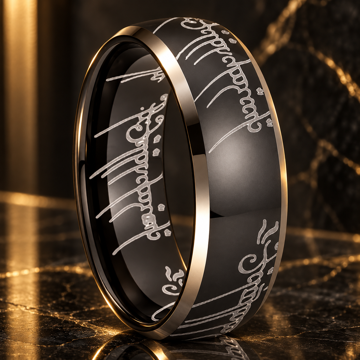 Laser Engraved Tungsten Wedding Band