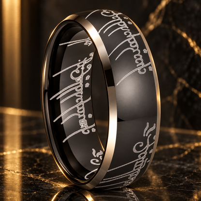 Laser Engraved Tungsten Wedding Band