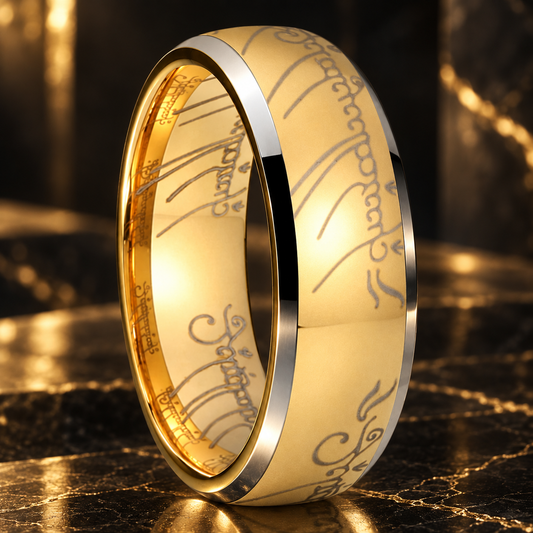 Laser Engraved Tungsten Wedding Band