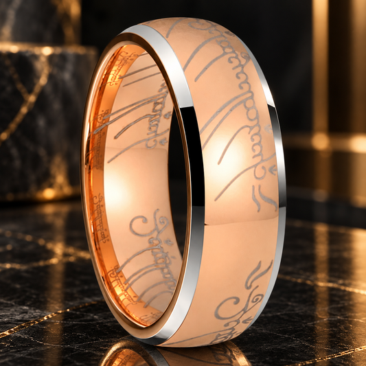 Laser Engraved Tungsten Wedding Band
