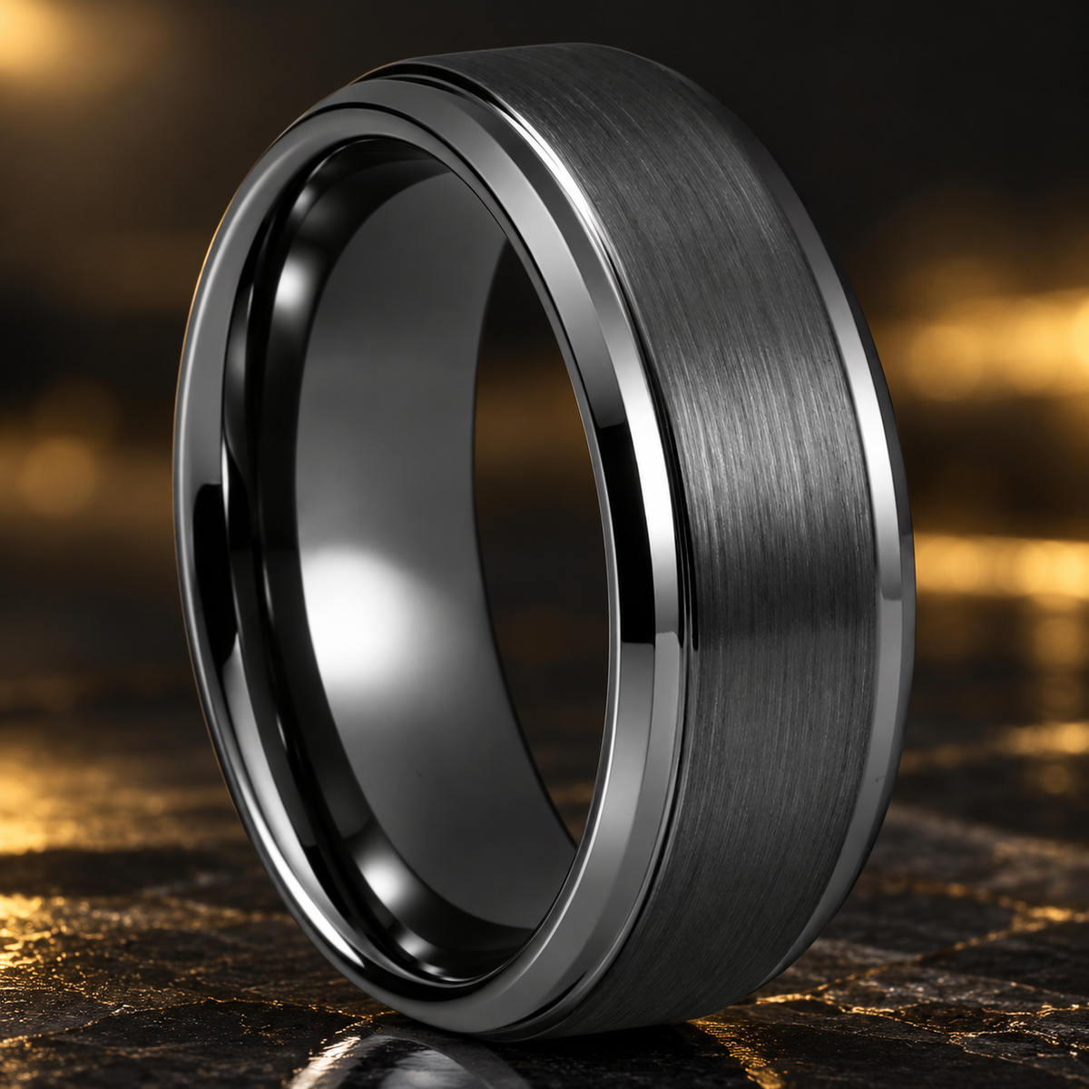 8mm Gunmetal Tungsten Carbide Wedding Band