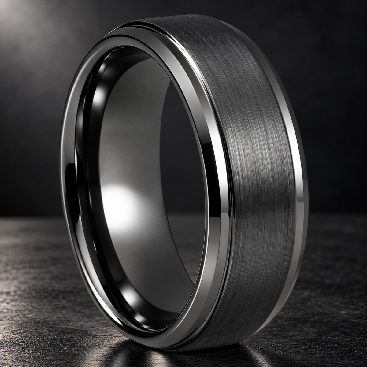 8mm Gunmetal Tungsten Carbide Wedding Band