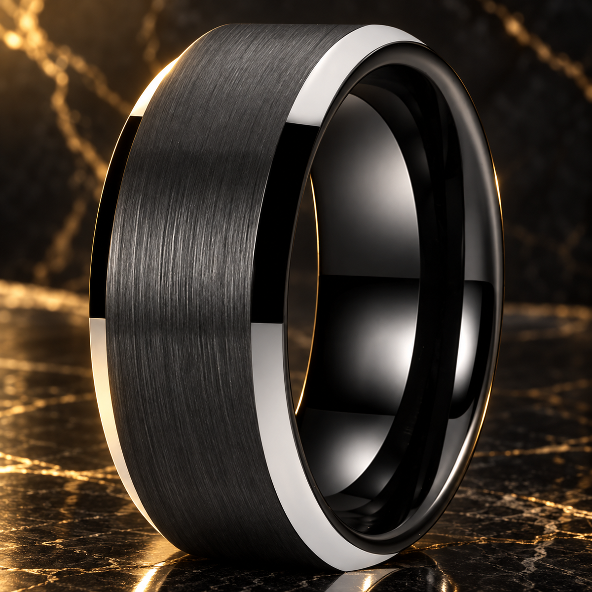 Matte Black Tungsten Ring for men