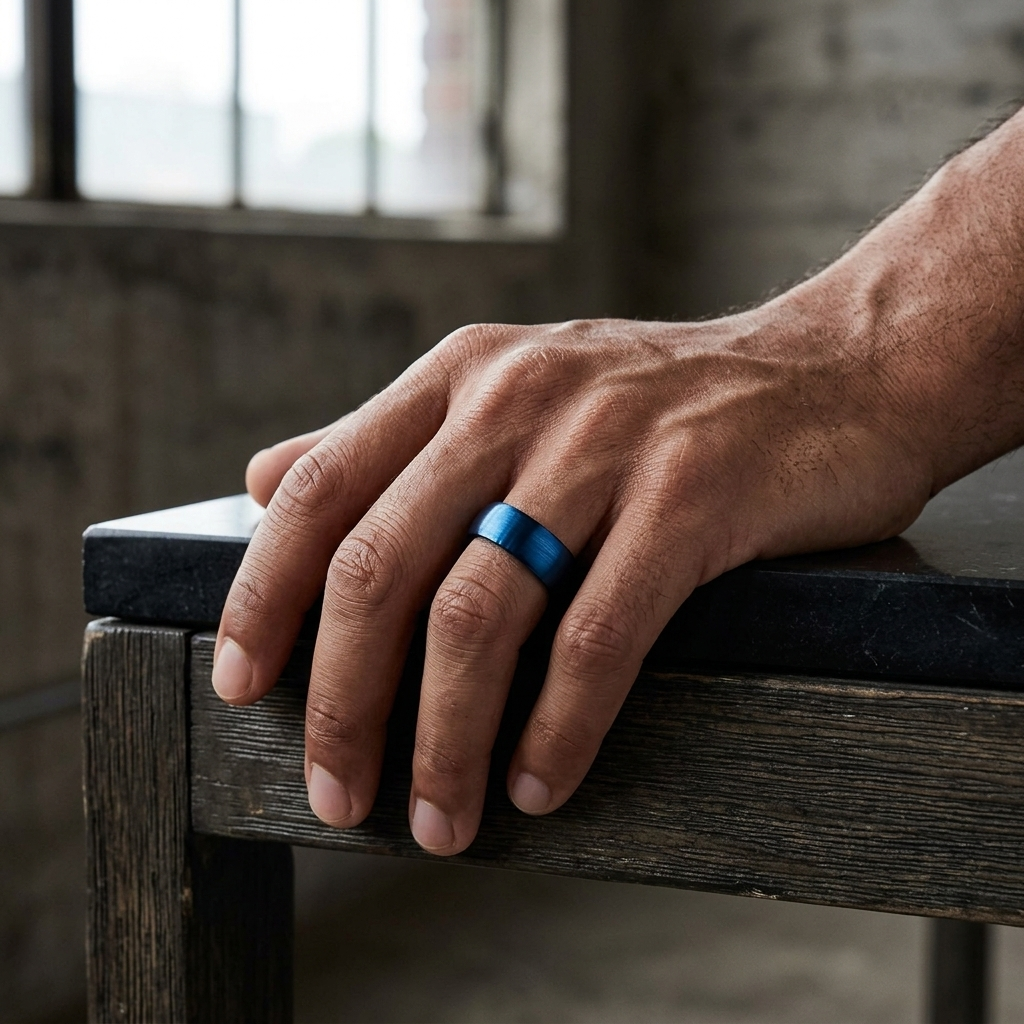 Men’s Blue Tungsten Wedding Ring 