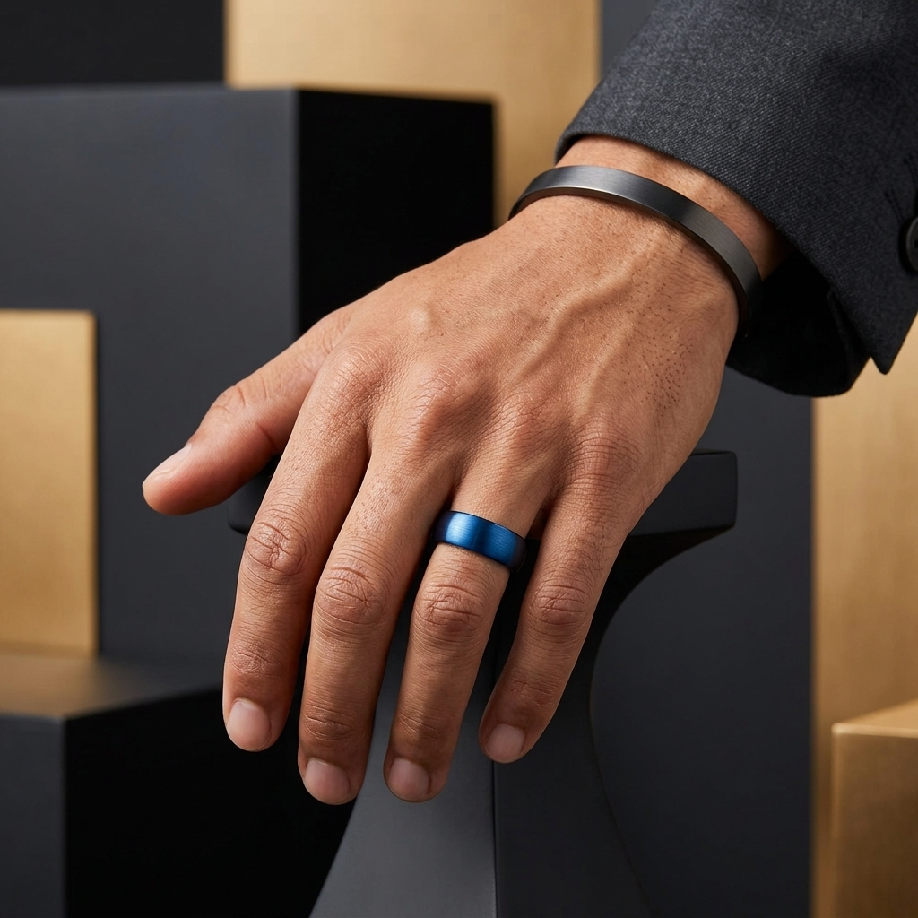 Men’s Blue Tungsten Wedding Ring 