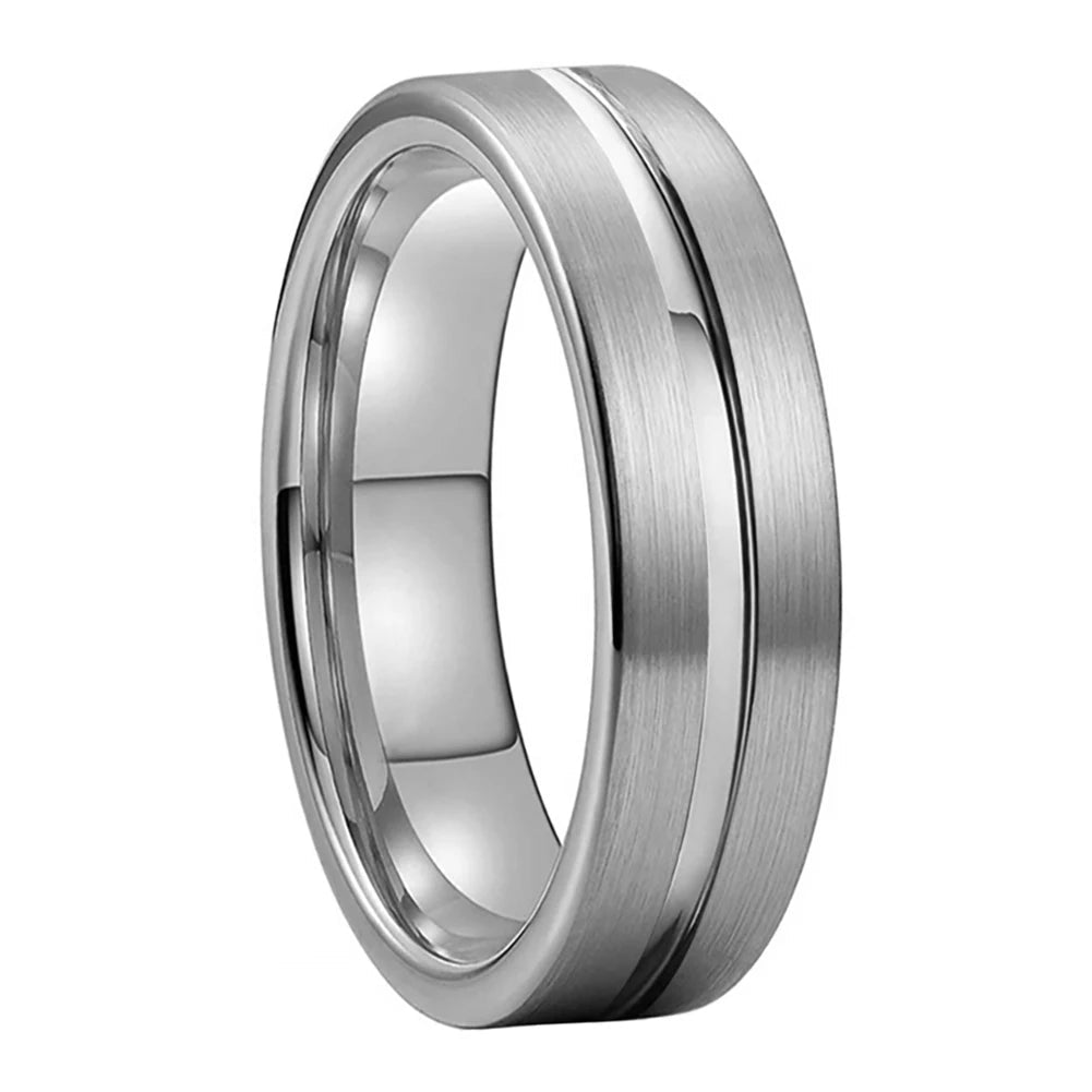 Mens 6mm Tungsten Comfort Fit Ring 