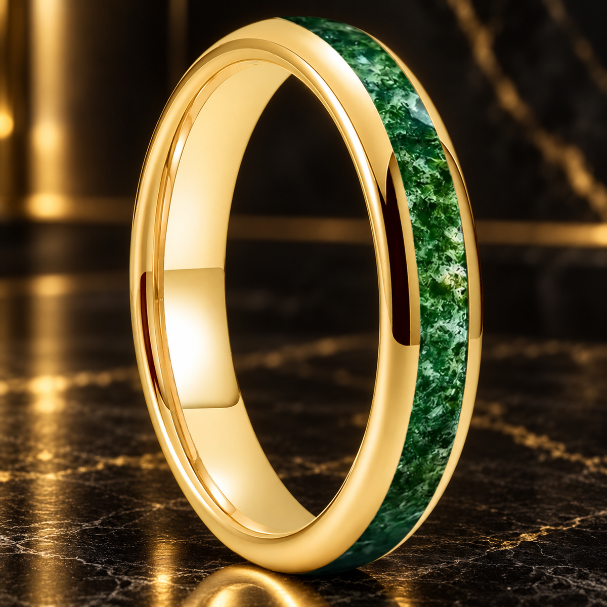 Moss Agate Tungsten Ring 