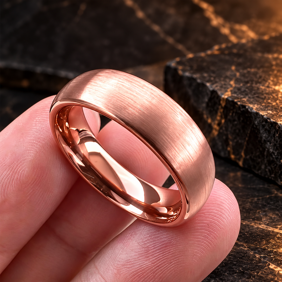 Men’s Rose Gold Tungsten Wedding Band — The Verity