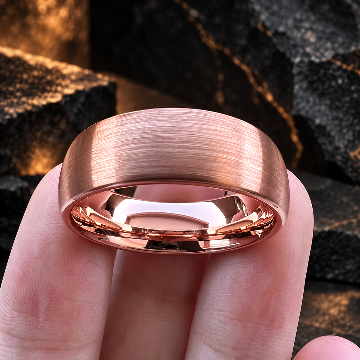 Men’s Rose Gold Tungsten Wedding Band — The Verity