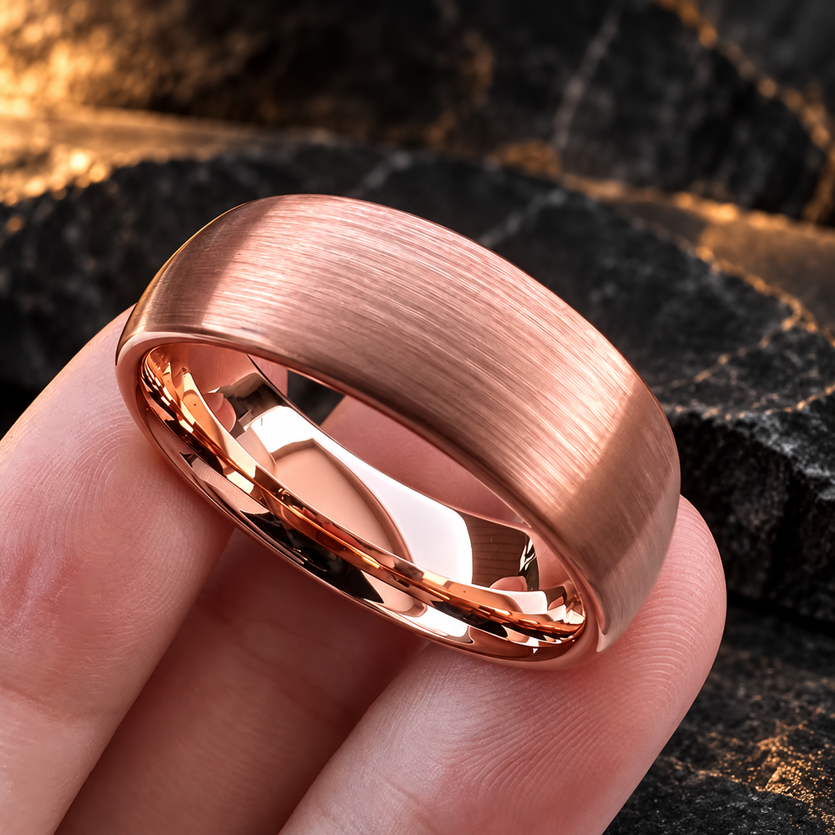 Men’s Rose Gold Tungsten Wedding Band — The Verity