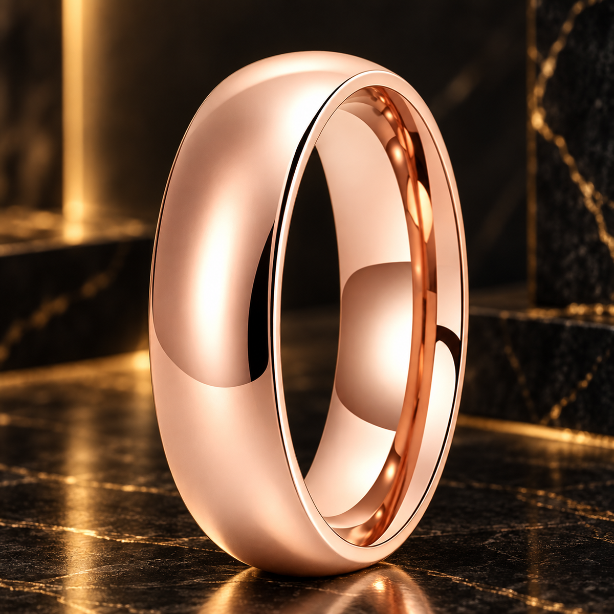 Rose Gold Polished Tungsten Carbide Ring